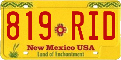 NM license plate 819RID