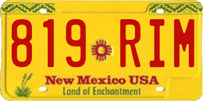NM license plate 819RIM