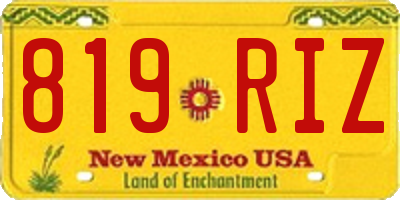 NM license plate 819RIZ