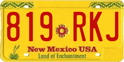NM license plate 819RKJ