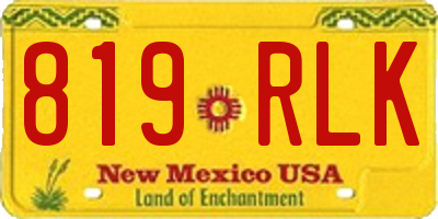 NM license plate 819RLK