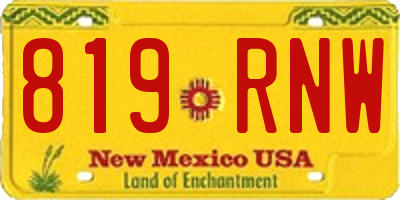 NM license plate 819RNW