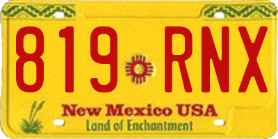 NM license plate 819RNX