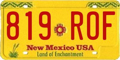 NM license plate 819ROF