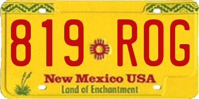 NM license plate 819ROG