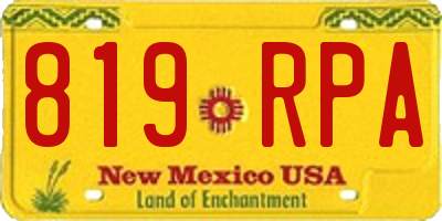 NM license plate 819RPA