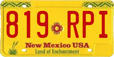 NM license plate 819RPI