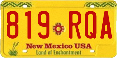 NM license plate 819RQA