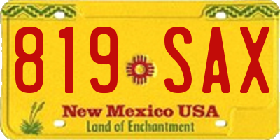 NM license plate 819SAX