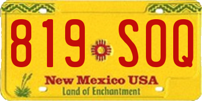 NM license plate 819SOQ
