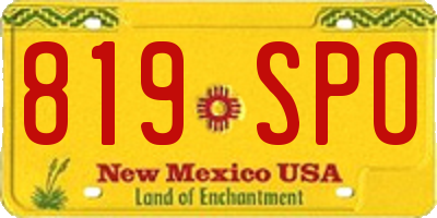 NM license plate 819SPO