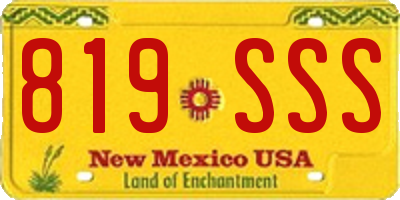 NM license plate 819SSS
