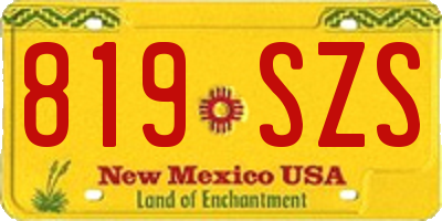 NM license plate 819SZS