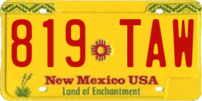 NM license plate 819TAW