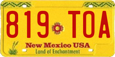 NM license plate 819TOA