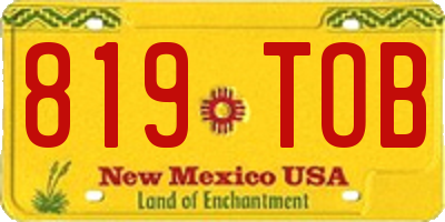 NM license plate 819TOB