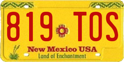 NM license plate 819TOS
