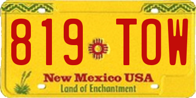 NM license plate 819TOW