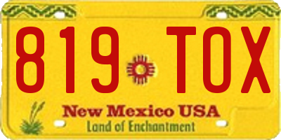 NM license plate 819TOX