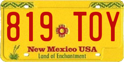 NM license plate 819TOY