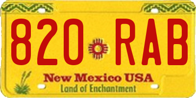NM license plate 820RAB