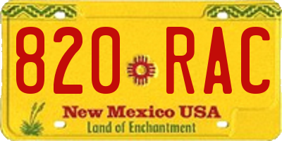 NM license plate 820RAC