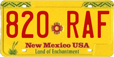 NM license plate 820RAF