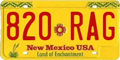 NM license plate 820RAG