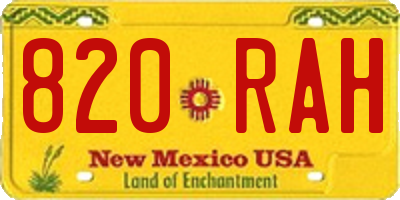 NM license plate 820RAH