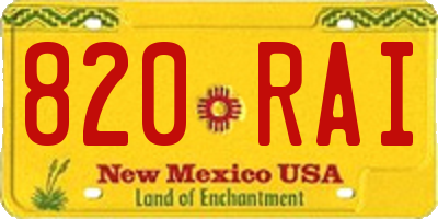 NM license plate 820RAI