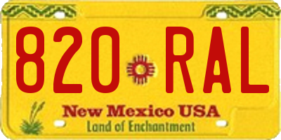 NM license plate 820RAL