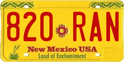 NM license plate 820RAN