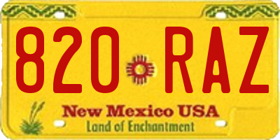 NM license plate 820RAZ