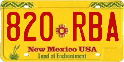 NM license plate 820RBA