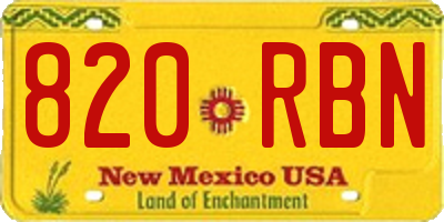 NM license plate 820RBN