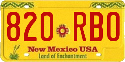 NM license plate 820RBO