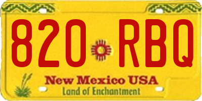NM license plate 820RBQ