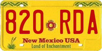 NM license plate 820RDA