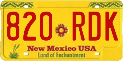 NM license plate 820RDK