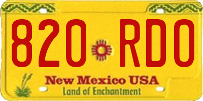 NM license plate 820RDO