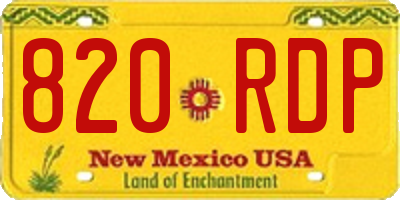 NM license plate 820RDP