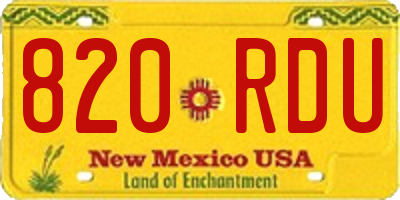 NM license plate 820RDU
