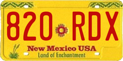 NM license plate 820RDX