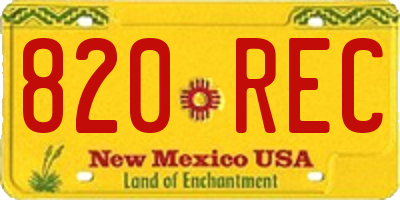 NM license plate 820REC