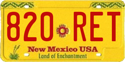 NM license plate 820RET