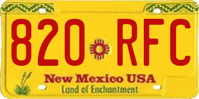 NM license plate 820RFC