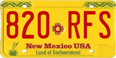 NM license plate 820RFS