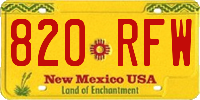 NM license plate 820RFW