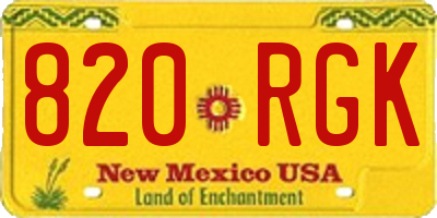 NM license plate 820RGK