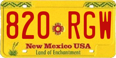 NM license plate 820RGW